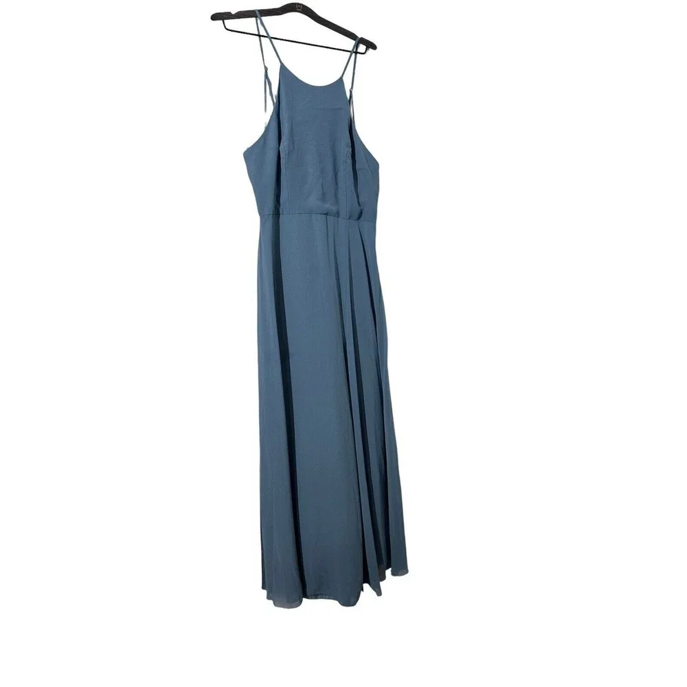 Jenny Yoo Collection Sz‎ 12 Kayla Gown Maxi Dress Slate Blue Hourglass Sl…